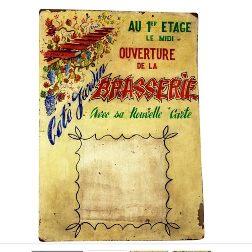 Beautiful Painted Menu Sign For French Brasserie