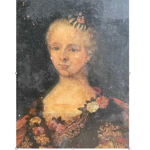  Signed Oil Portrait  Of  French Woman Dated 1753