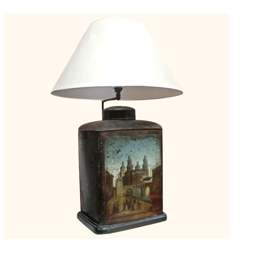 19Th C Tea Canister Converted To A Table Lamp