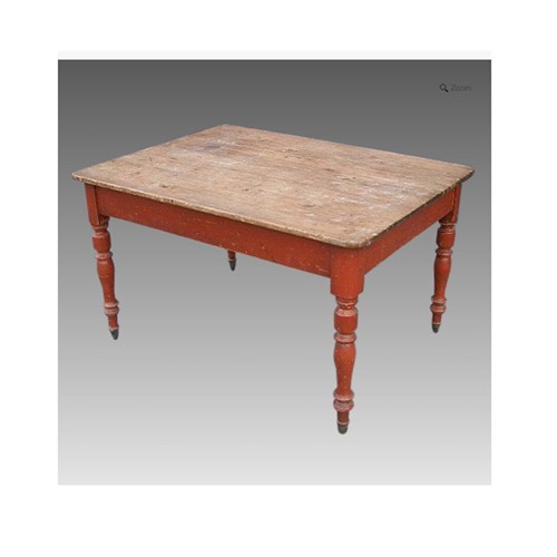 Late Victorian Pine Work Table On Original Castors