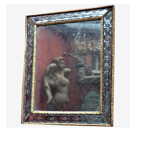 Rare 18th C.Venetian Mirror with Scooped Bevelling