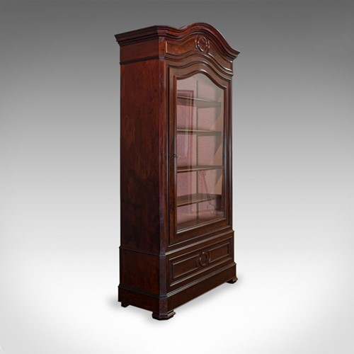 Antique, Display Cabinet, Victorian, Flame Mahogany, Vitrine, Circa 1850