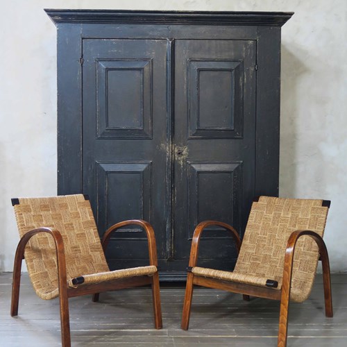 2 Seater & Pair Rattan/Beech Chair Set, C1940