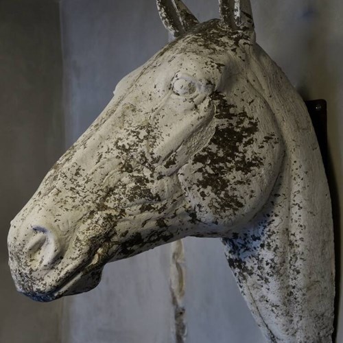 Composite Stone Horse Head, Circa 1900, Italy