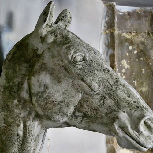 Composite Stone Horse Head, Circa 1900, Italy