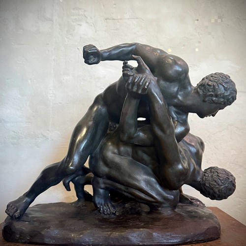 Terracotta Sculpture; The Wrestlers, 19C, Italy