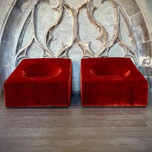 Pair Lounge Chairs, Mid Century Style, Italy