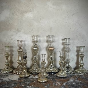 Mercury Glass Candlesticks, 19Th Ce...