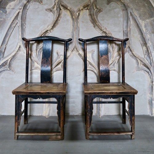 Pair Elm Yoke Chairs, Circa 1820, China