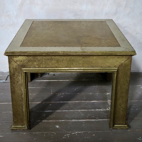 Embossed Brass-Clad Table, Circa 1970, China