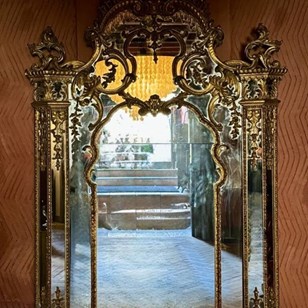 Giltwood Cushion Mirror, Circa 1840...