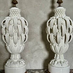 Pair Casa Pupo Glazed Lamps, C1960,...