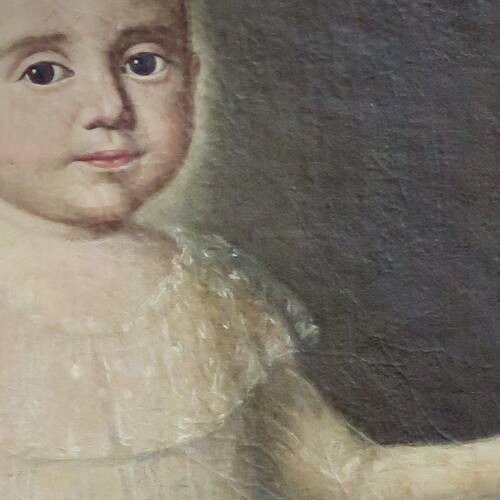 Painting Of Child & Caged Bird, 18Th Century, Italy