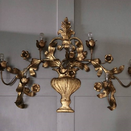 Pair Gilt Sconces, Circa 1900, Italy