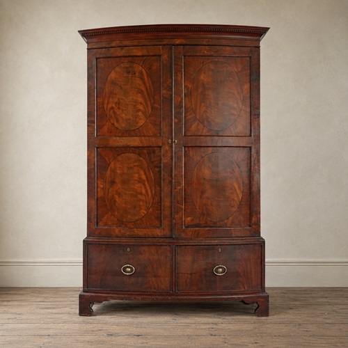 Mahogany Bow Front Wardrobe In The Manner Of Gillows