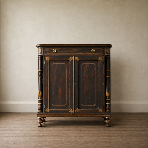 Regency Simulated Rosewood & Gilt Decorated Cabinet, C.1820