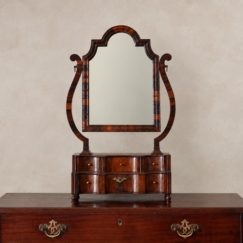 Queen Anne Walnut & Laburnum Toilet Mirror