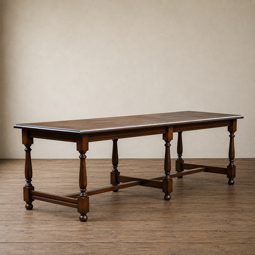 Large Mahogany Refectory Dining Table, 20Th Century