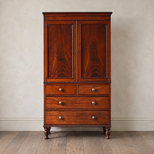 Regency Mahogany Linen Press Wardrobe, Manner Of William Trotter C.1820