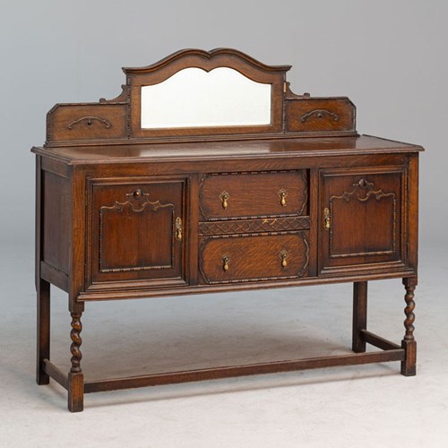 1930'S Mirrored Sideboard In Oak 