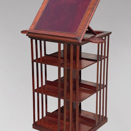 Tall French Mahogany Revolving Bookcase