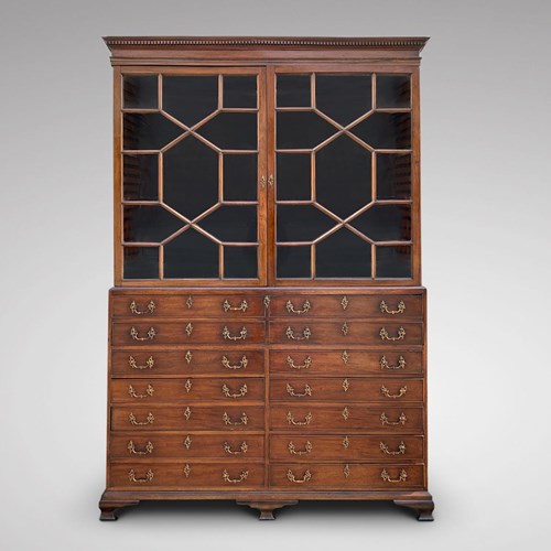 George III Mahogany Secretaire Library Bookcase