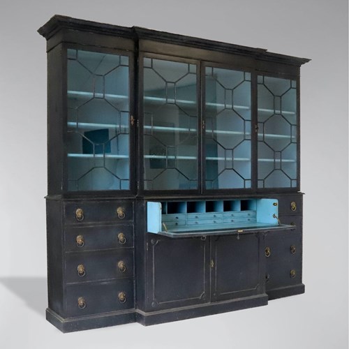 Painted 4 Door Secretaire Library Bookcase