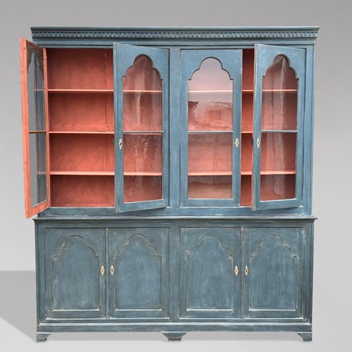 Large Painted 4 Door Cabinet Bookcase