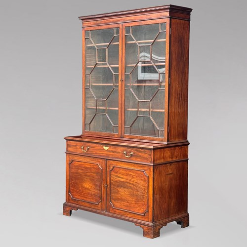 18Th C George III Mahogany Secretaire Bookcase