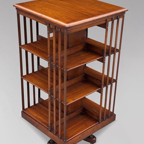 Tall Walnut Revolving Bookcase
