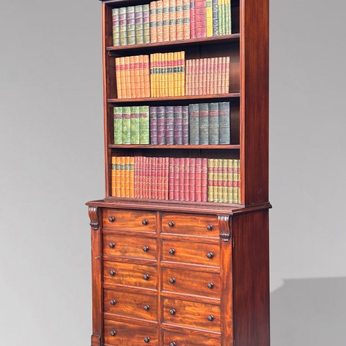 19Th C Regency Tall Wellington Open Bookcase