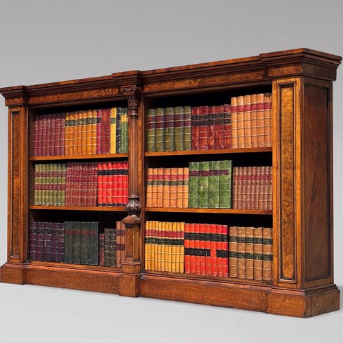 William IV Burr Walnut Low Open Bookcase