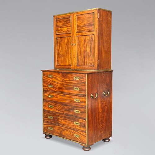Victorian Period Military Cabinet On Secretaire Chest