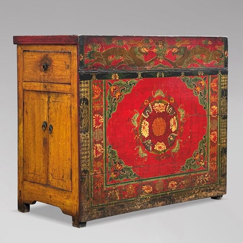 Hand Painted Gansu Tibetan Cabinet