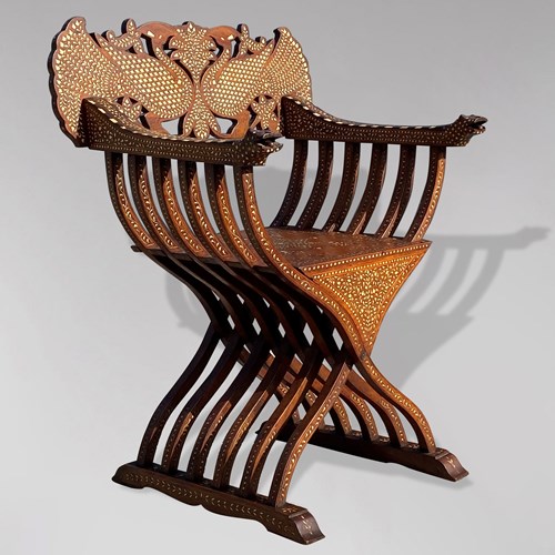 Indian Inlaid Folding Armchair