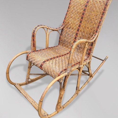 French Riviera Bamboo & Rattan Rocking Armchair