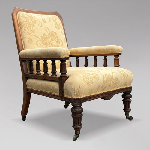 Victorian Period Walnut Library Armchair