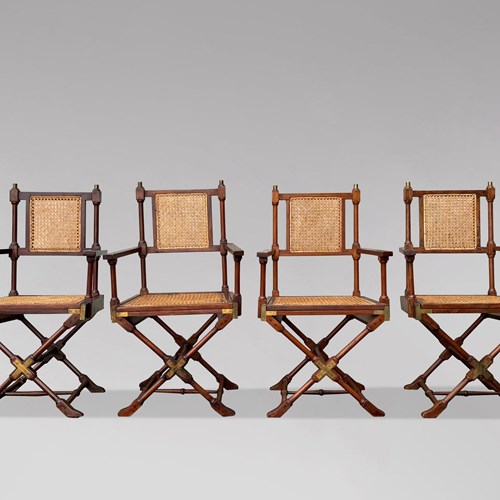 Set Of 4 Campaign Style Director's Armchairs