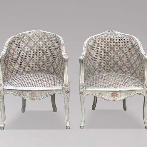 Pair Of Louis XV Style Cane Bergère Armchairs