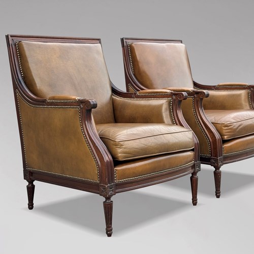 Pair Of Leather Club Armchairs