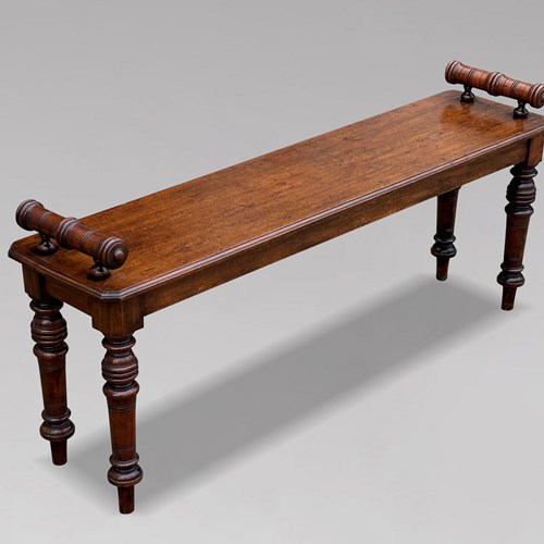 19Th C Mahogany Hall Bench