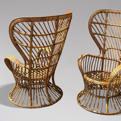 Pair Of Wicker Armchairs By Gio Ponti