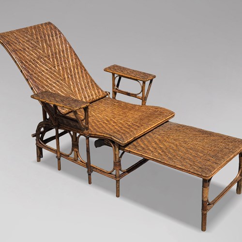French Riviera Bamboo & Rattan Sun Lounger