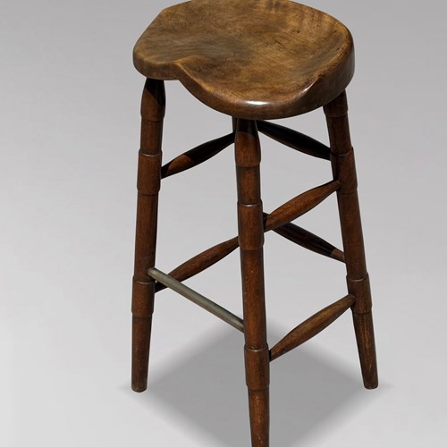 Antique Elm Tall Bar Saddle Seat Stool