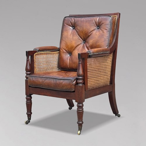 George IV Period Mahogany Caned Bergère