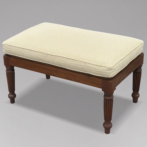 Antique Teak & Woven Rattan Stool