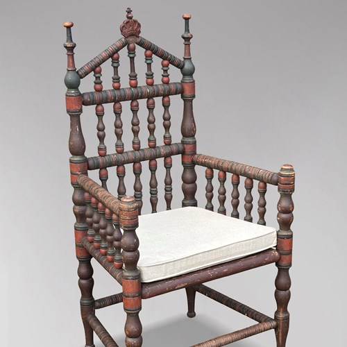 Swedish Bobbin Country Throne Armchair