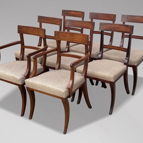 Set Of 8 Regency Mahogany Dining Chairs