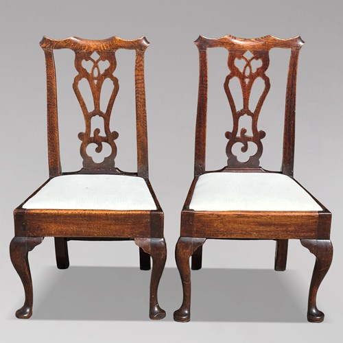 Pair Of 18Th C Georgian Oak Side Chairs