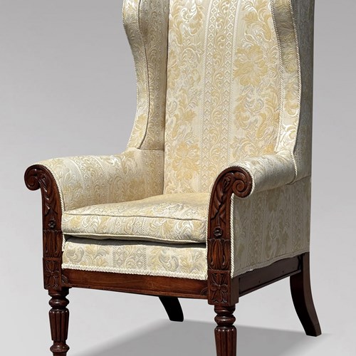William IV Period Upholstered Wing Back Armchair
